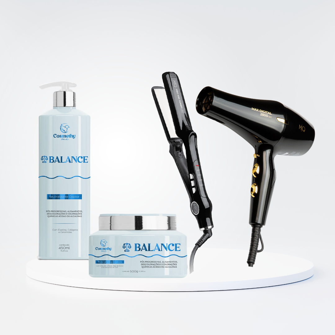 Balance Deep Restoration Kit + MQ Pro480 Turbo Flat Iron + MQ Professional Max Digital Hair Dryer