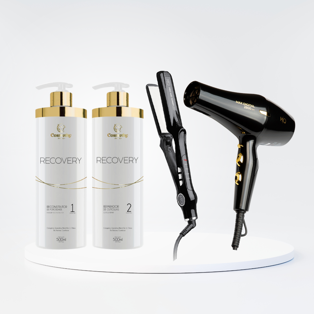 Total Recovery Reconstruction Kit + MQ Pro480 Turbo Flat Iron + MQ Professional Max Digital Hair Dryer