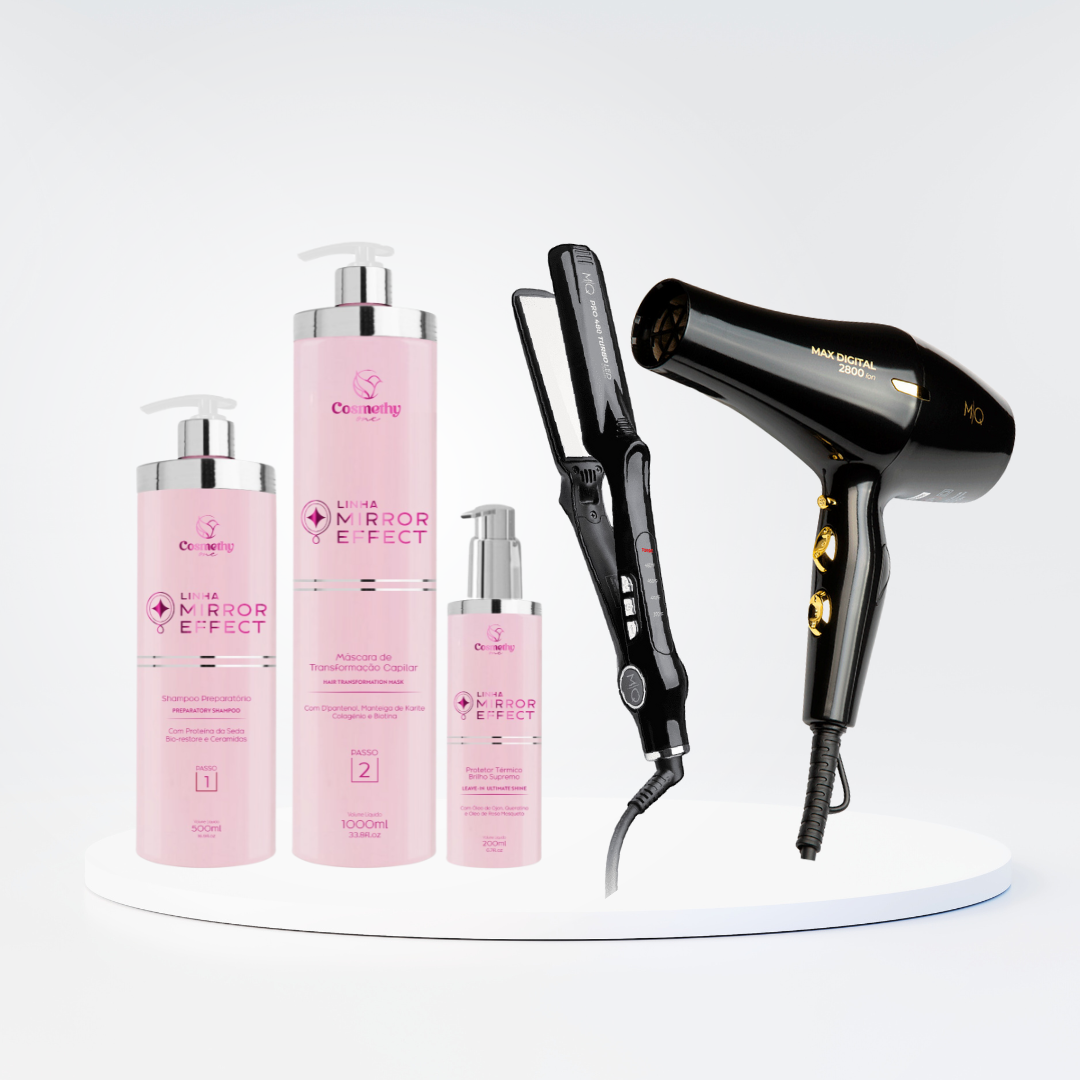 Total Mirror Effect Transformation Kit + MQ Pro480 Turbo Flat Iron + MQ Professional Max Digital Hair Dryer