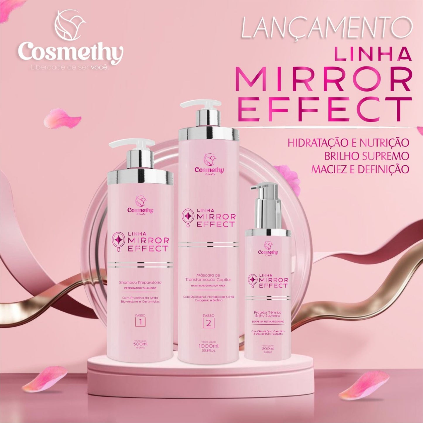 Kit Transformação Total Mirror Effect (Shampoo, Máscara Progressiva e Leave-In)