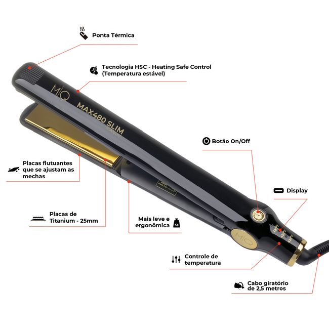 Plancha de pelo delgada MQ Professional Max480