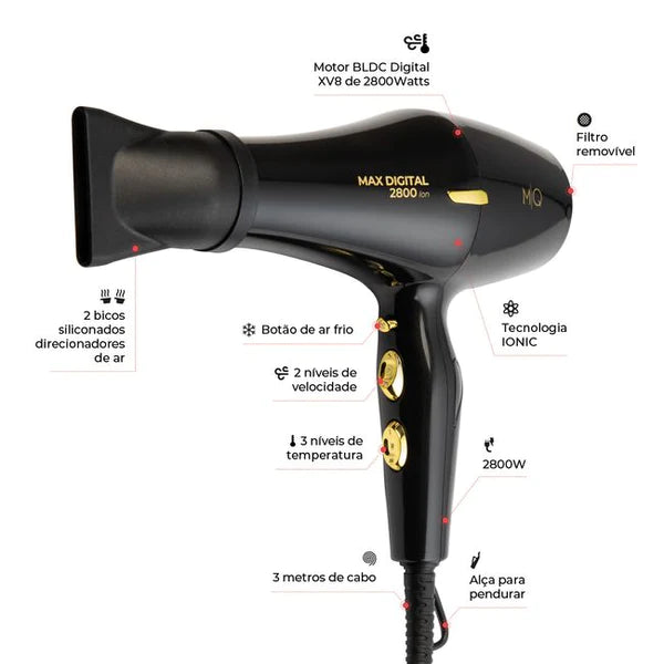 Secador De Cabelo Profissional Max Digital 2800W MQ 220V